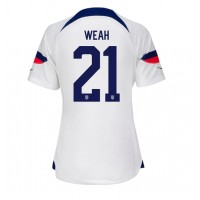 Billiga Förenta staterna Timothy Weah #21 Hemma fotbollskläder Dam VM 2022 Kortärmad